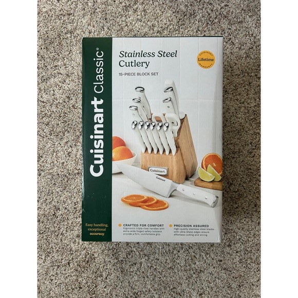 Cuisinart Other - Cuisinart Classic Stainless Steel Cutlery 15 piece block set white NIB NWT